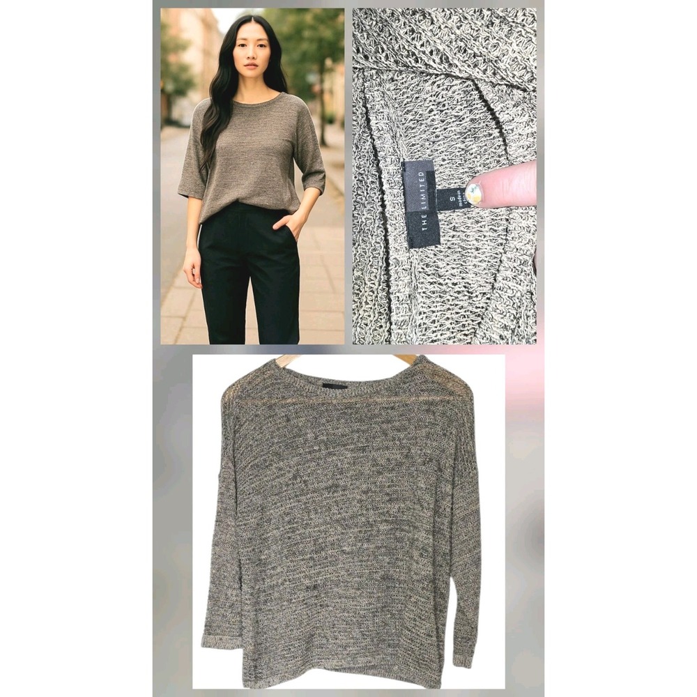THE LIMITED Women's Neutral Knit Boxy Lagenlook Loose Shirt Top Size Small